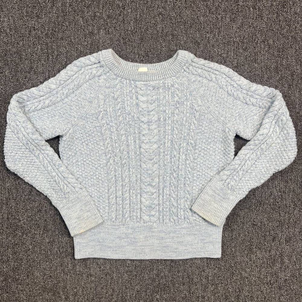 GAP Y2K Cable Knit Sweater Large Blue Marl Cotton Blend Coastal Soft Girl Prep